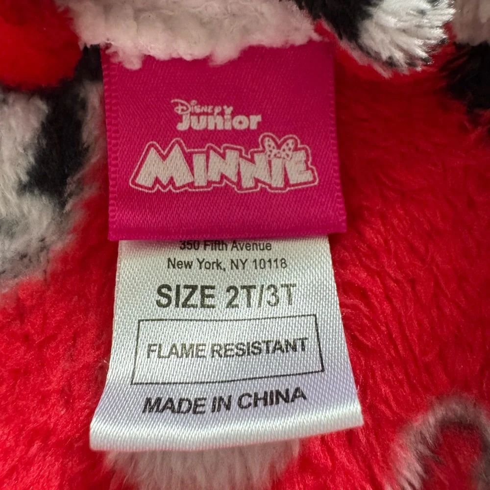 Disney JR. Minnie Mouse - Red, black and white robe.  Size 2T-3T